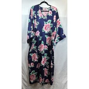 VTG Mary McFadden Long‎ Caftan Mumu House Dress Abstract Floral Pattern One Size